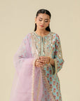 3 Piece Embroidered Raw Silk Suit Pret SS - 25