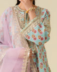3 Piece Embroidered Raw Silk Suit Pret SS - 25