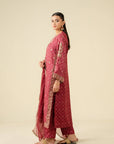3 Piece Embroidered Raw Silk Suit Pret SS - 25