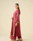 3 Piece Embroidered Raw Silk Suit Pret SS - 25