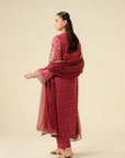3 Piece Embroidered Raw Silk Suit