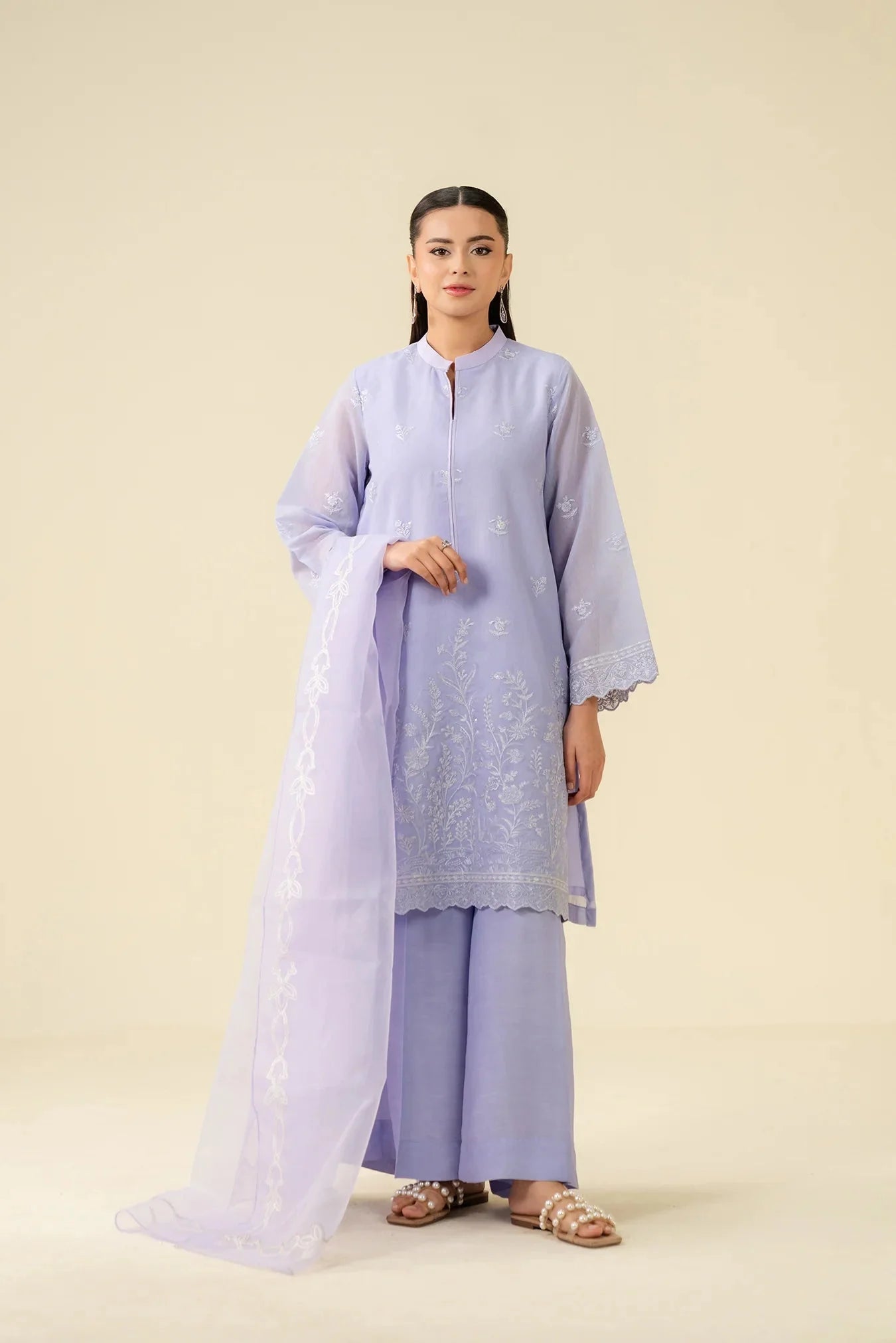 3 Piece Embroidered Badla Suit Pret SS - 25