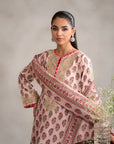 3 Piece Embroidered Raw Silk Suit Pret SS - 25
