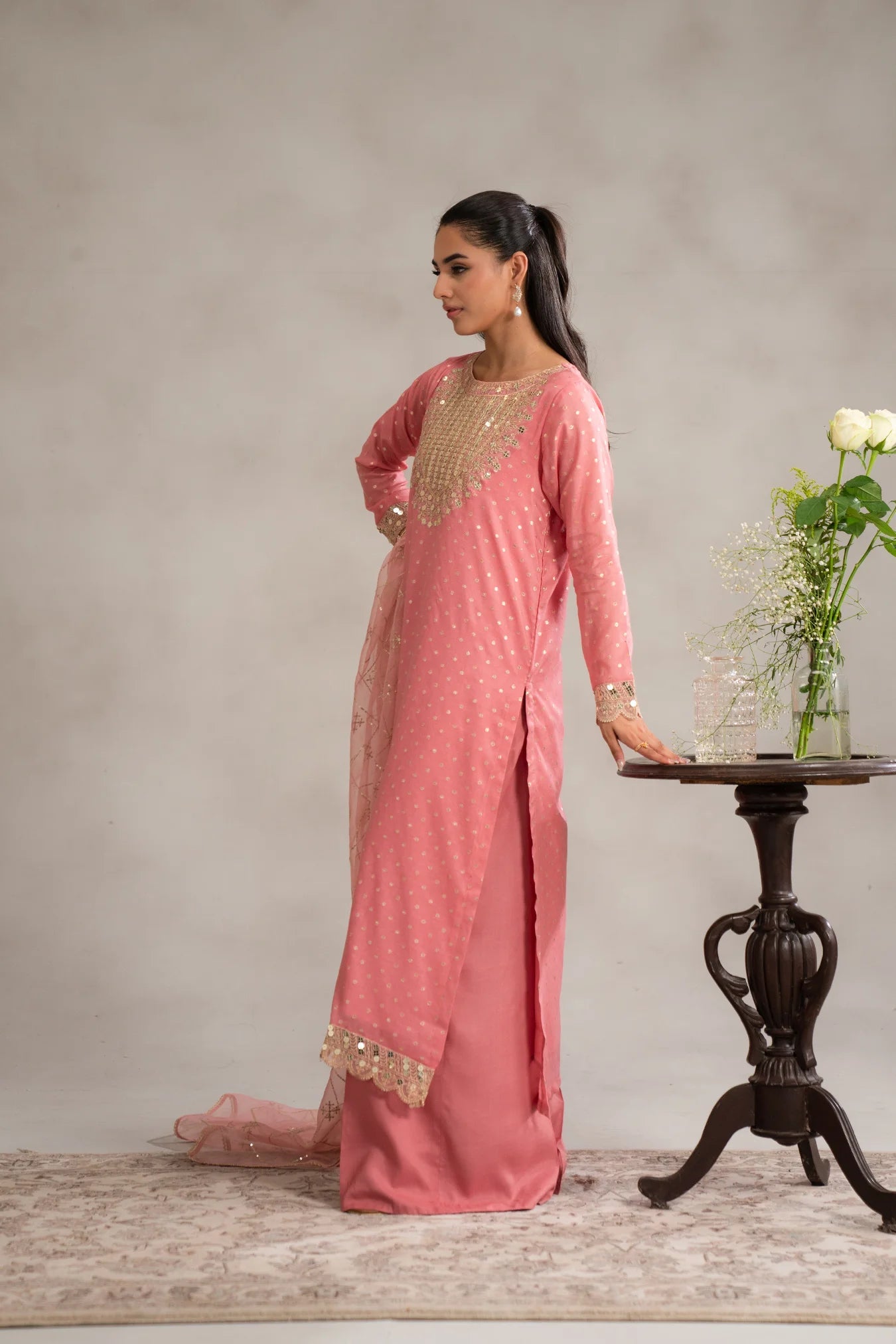 3 Piece Embroidered Badla Suit Pret SS - 25