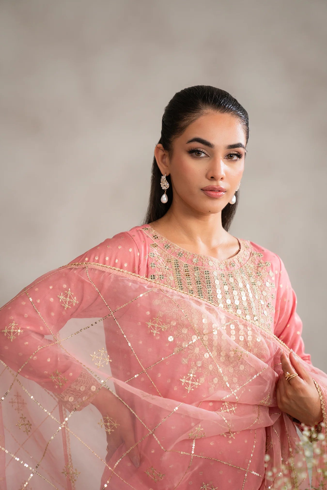 3 Piece Embroidered Badla Suit Pret SS - 25