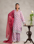 3 Piece Embellished Raw Silk Suit