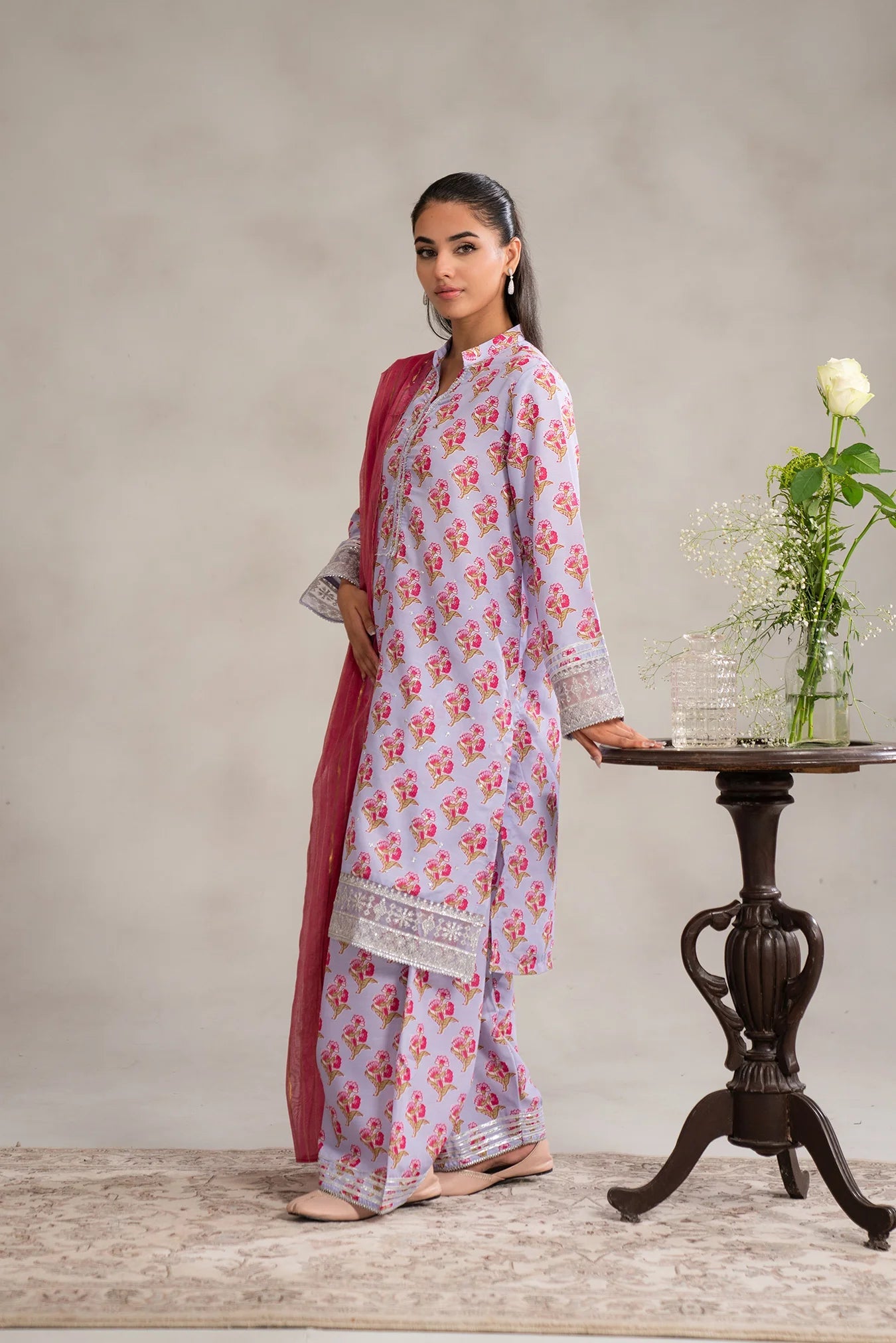 3 Piece Embellished Raw Silk Suit Pret SS - 25