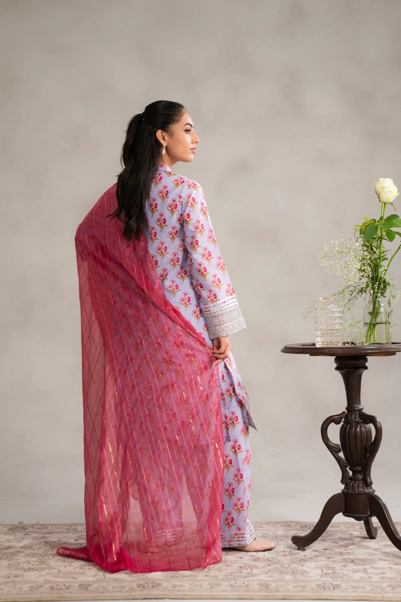 3 Piece Embellished Raw Silk Suit Pret SS - 25
