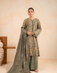 3 Piece Printed Linen Suit Unstitched Winter-24