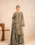 3 Piece Printed Linen Suit Unstitched Winter-24