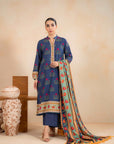 3 Piece Printed Khaddar Suit Unstitched Winter-24