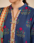 3 Piece Printed Khaddar Suit Unstitched Winter-24