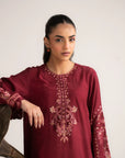 1 Piece Embroidered Raw Silk Kaftan