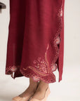1 Piece Embroidered Raw Silk Kaftan