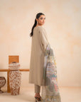3 Piece Embroidered Khaddar Suit Pret Winter-24