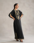 1 Piece Embroidered Raw Silk Kaftan