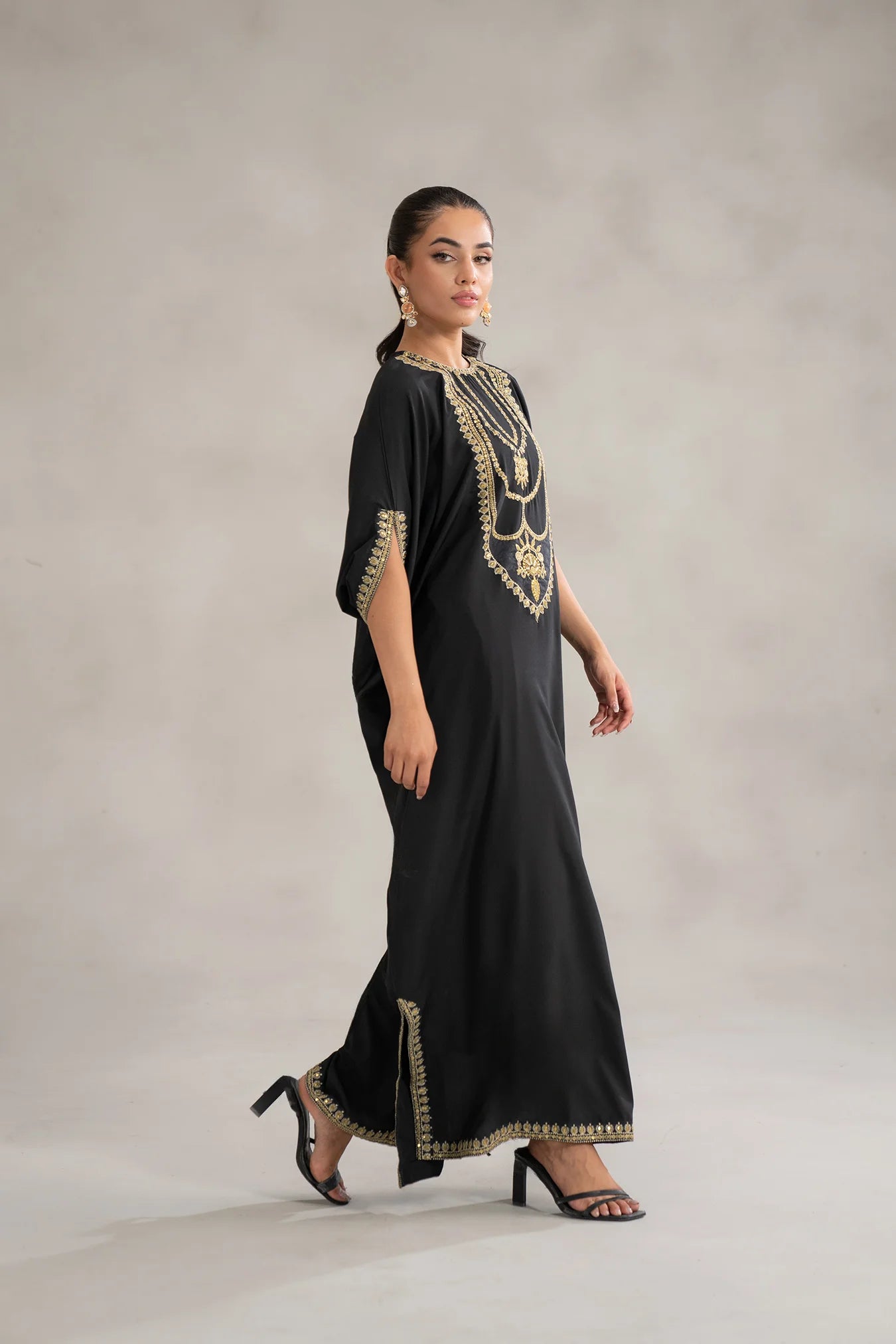 1 Piece Embroidered Raw Silk Kaftan Pret SS - 25