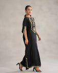 1 Piece Embroidered Raw Silk Kaftan