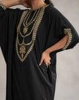 1 Piece Embroidered Raw Silk Kaftan