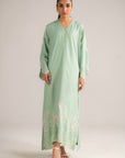 1 Piece Embroidered Raw Silk Kaftan Pret SS - 26