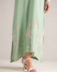 1 Piece Embroidered Raw Silk Kaftan Pret SS - 26