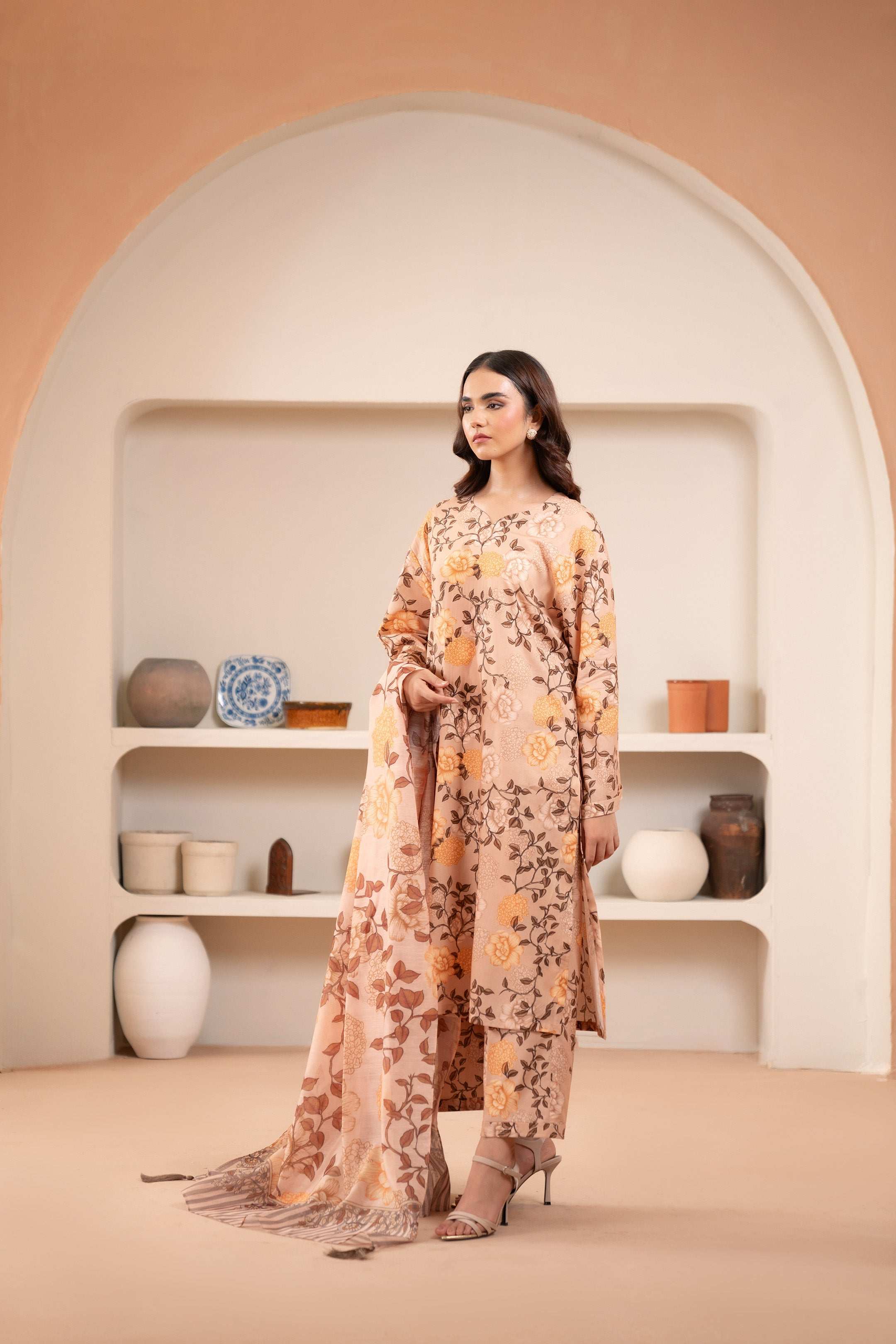 3 Piece Printed Cambric Suit Unstitched Winter-24