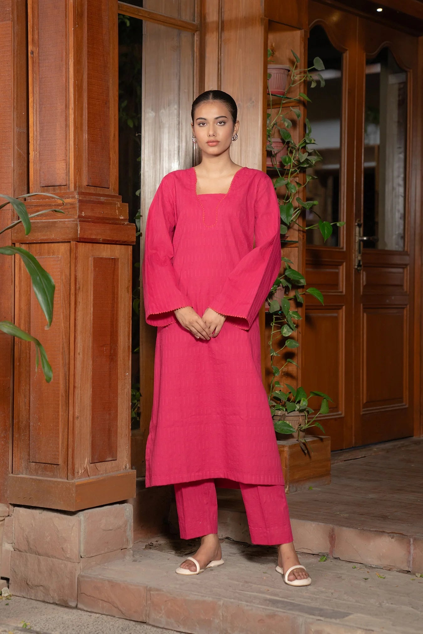 2 Piece Solid Cotton Suit Pret SS - 25