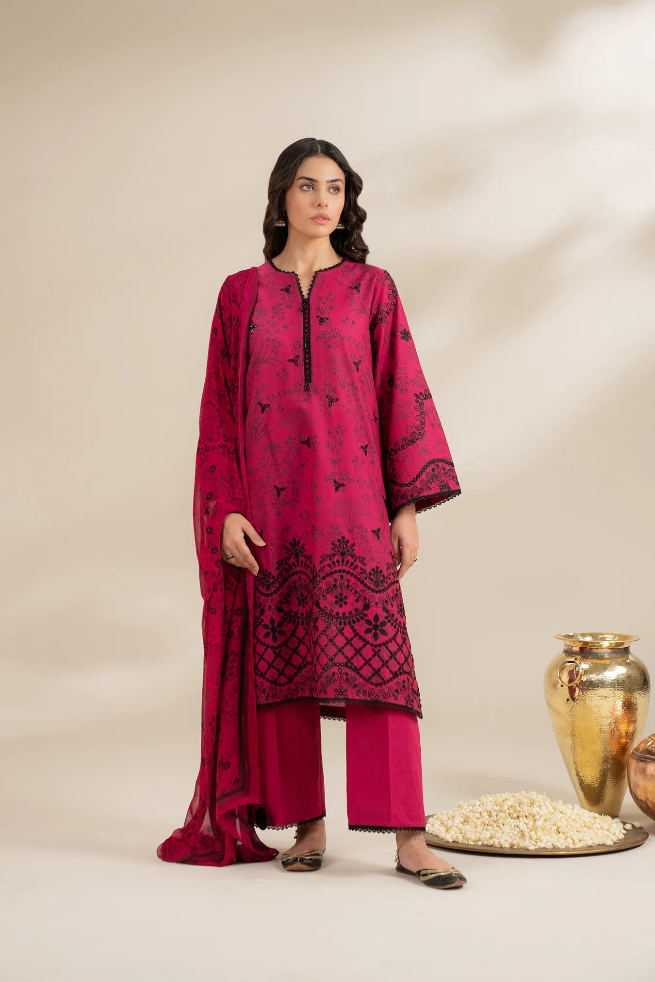 3 Piece Embroidered Lawn Suit Unstitched Summer - 25