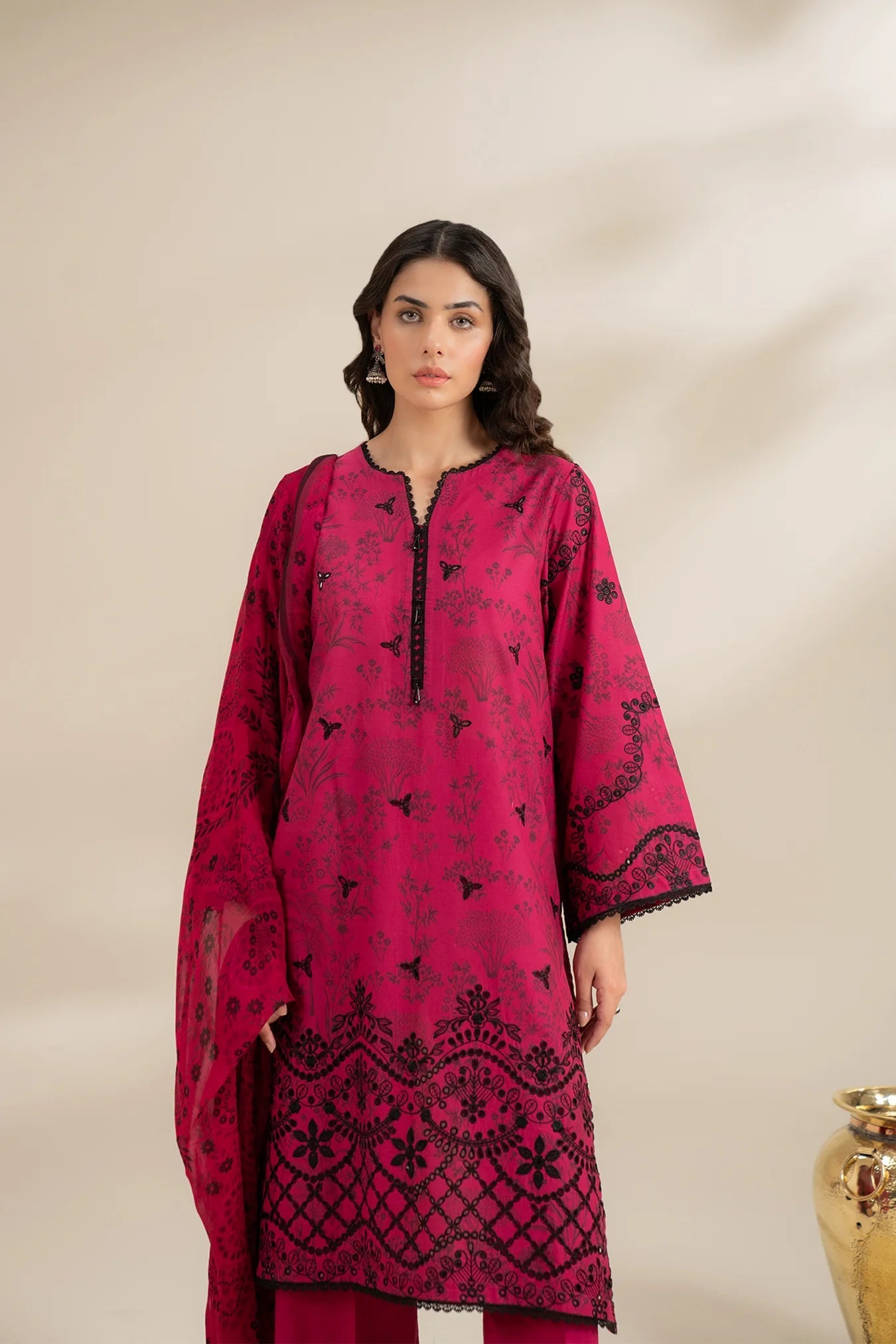 3 Piece Embroidered Lawn Suit Unstitched Summer - 25