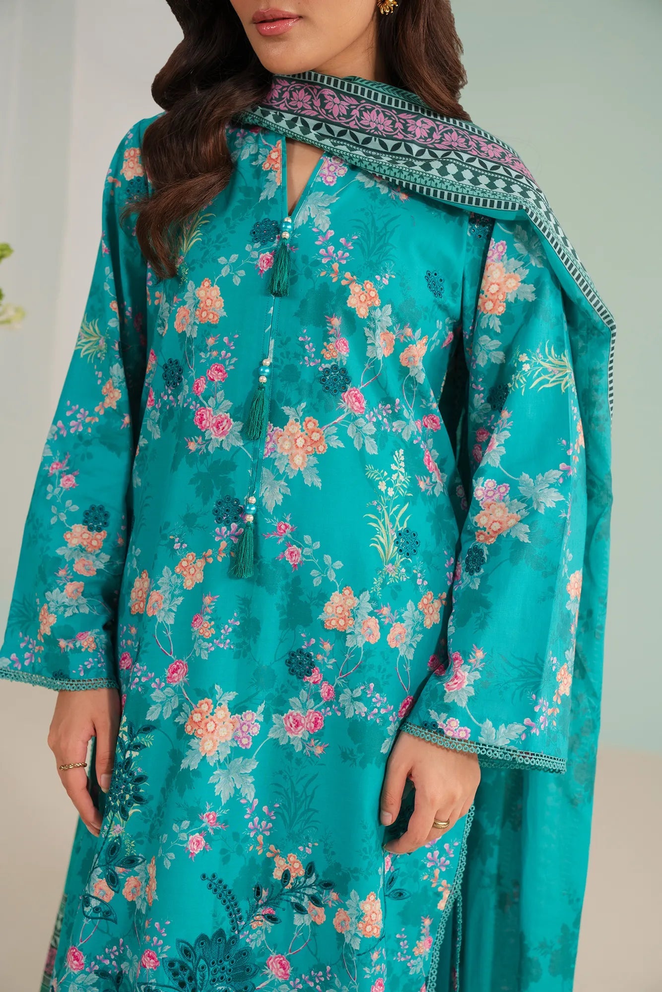 3 Piece Embroidered Lawn Suit Unstitched Summer - 25