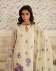 3 Piece Embroidered Cotton Net Suit
