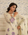 3 Piece Embroidered Cotton Net Suit