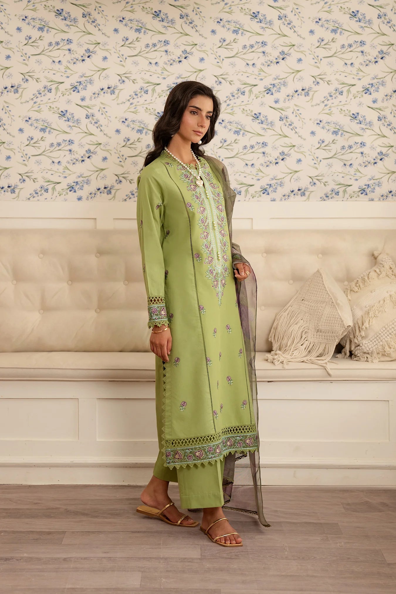 3 Piece Embroidered Lawn Suit Unstitched Summer - 25