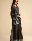 3 Piece Embroidered Raw Silk Suit