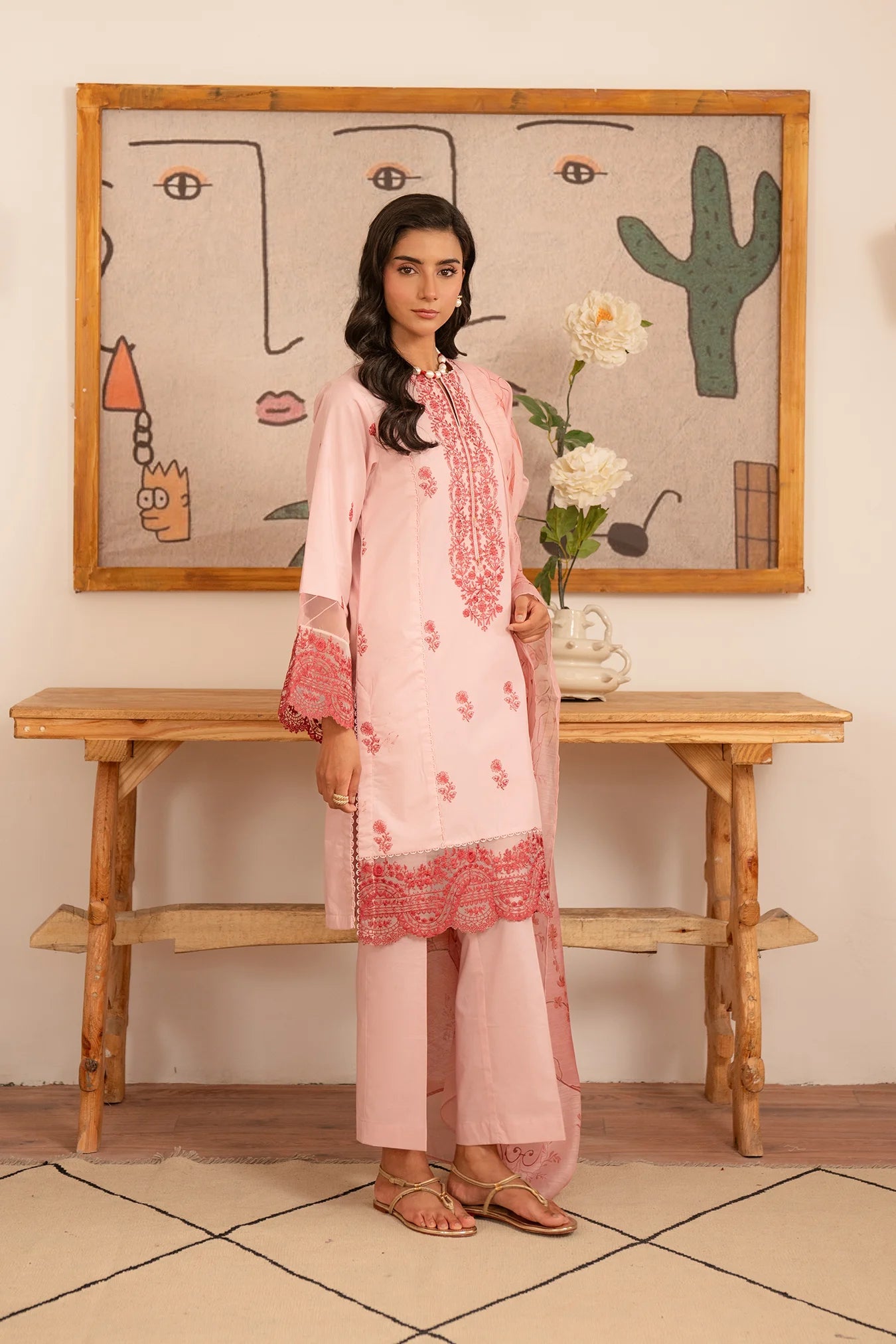 3 Piece Embroidered Lawn Suit Unstitched Summer - 25