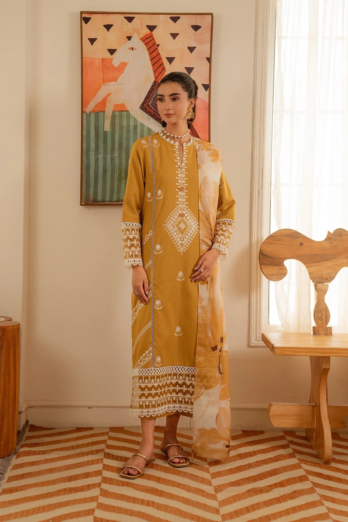 3 Piece Embroidered Jacquard Suit Unstitched Summer - 25