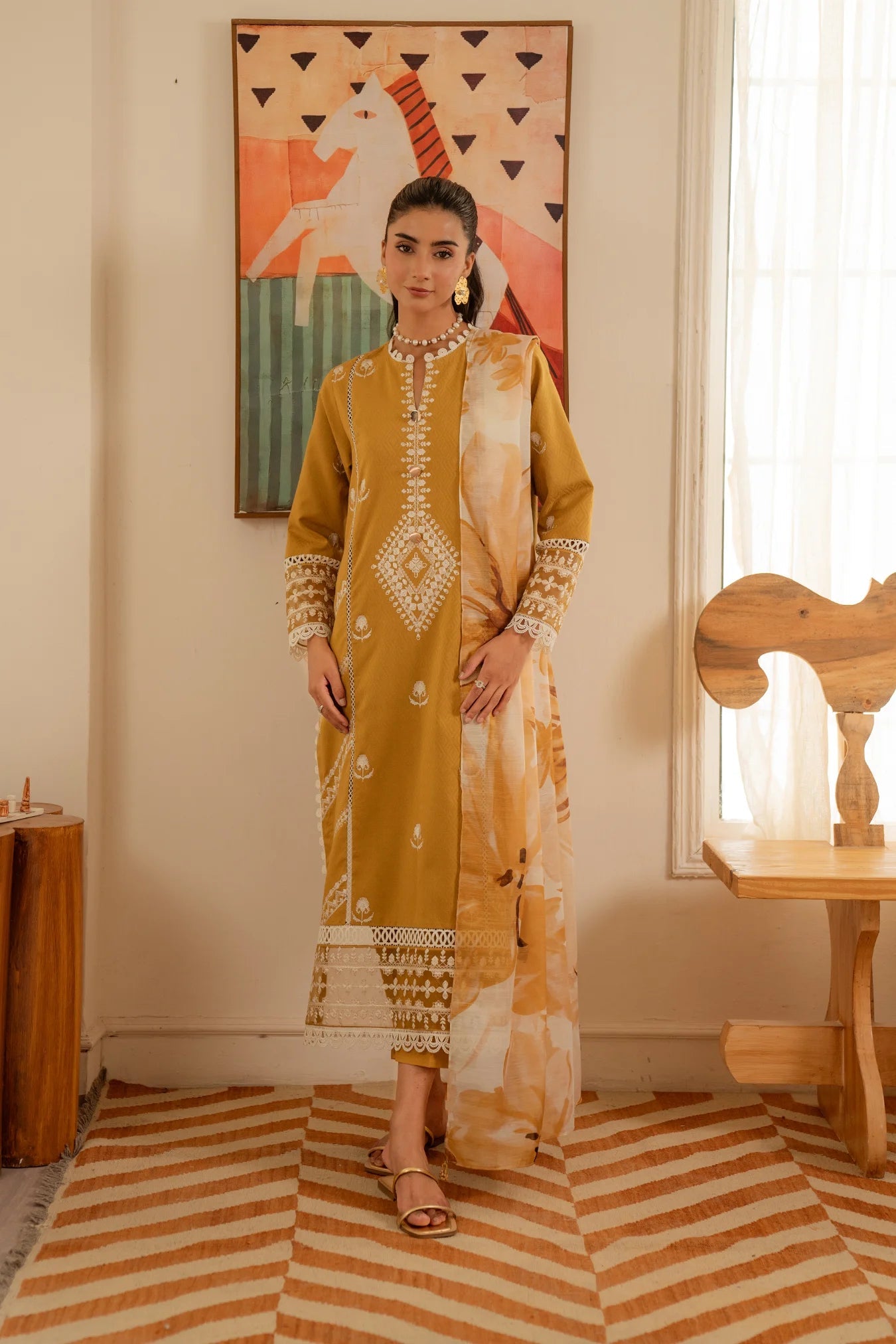 3 Piece Embroidered Jacquard Suit Unstitched Summer - 25