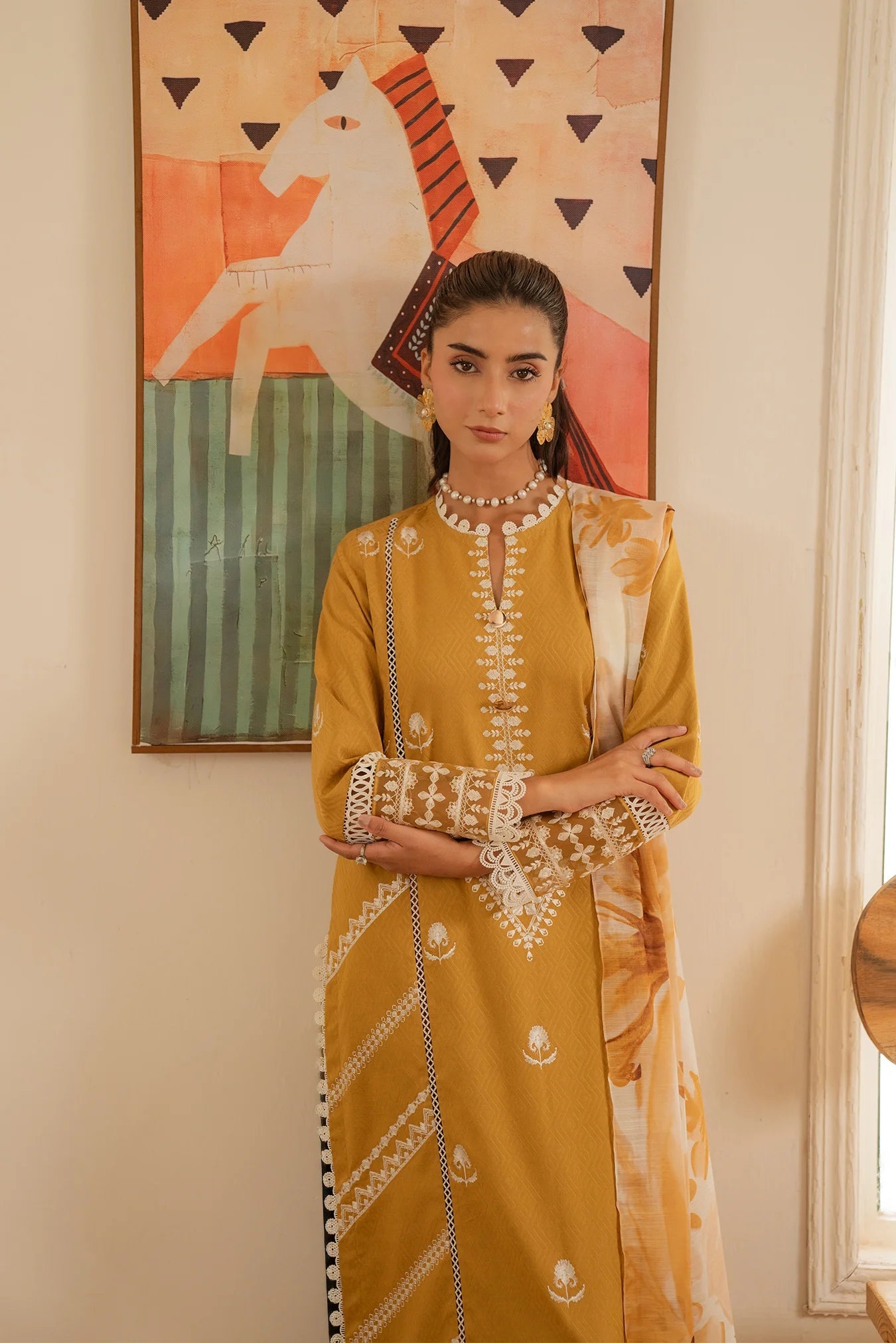 3 Piece Embroidered Jacquard Suit Unstitched Summer - 25