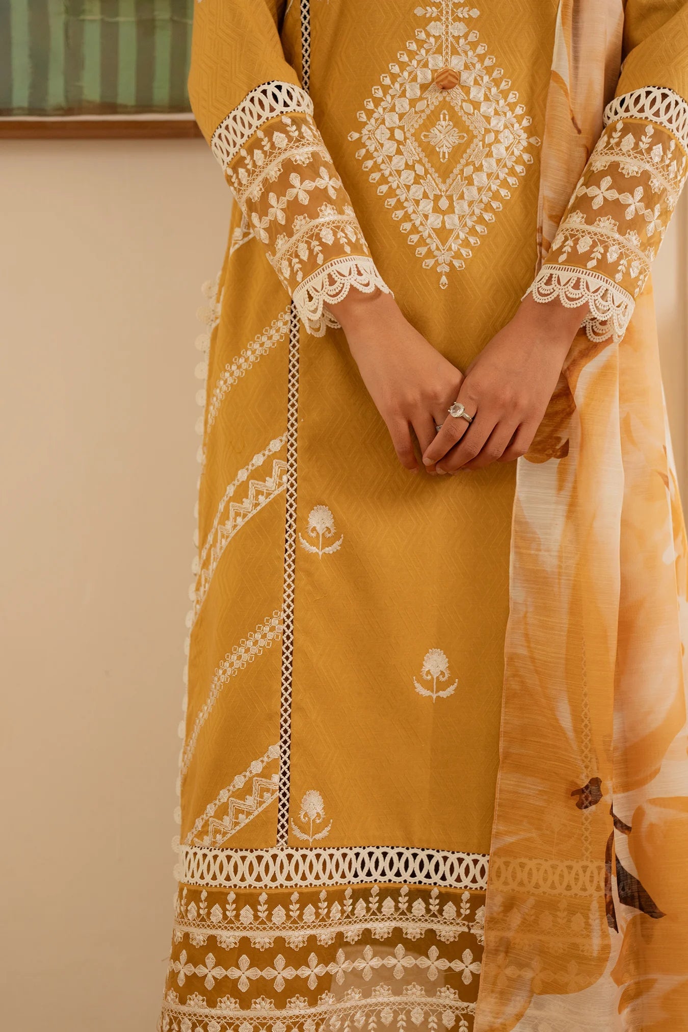 3 Piece Embroidered Jacquard Suit Unstitched Summer - 25