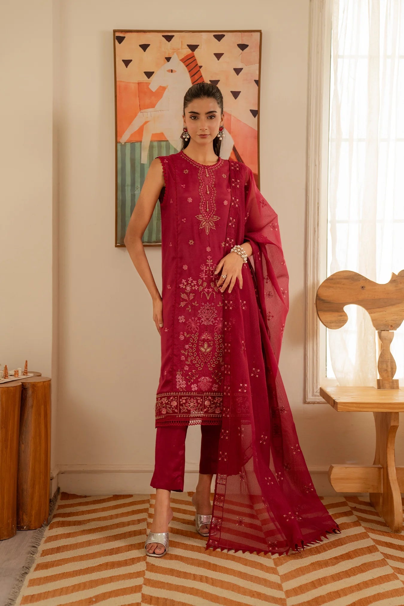 3 Piece Embroidered Raw Silk Suit Unstitched Summer - 25