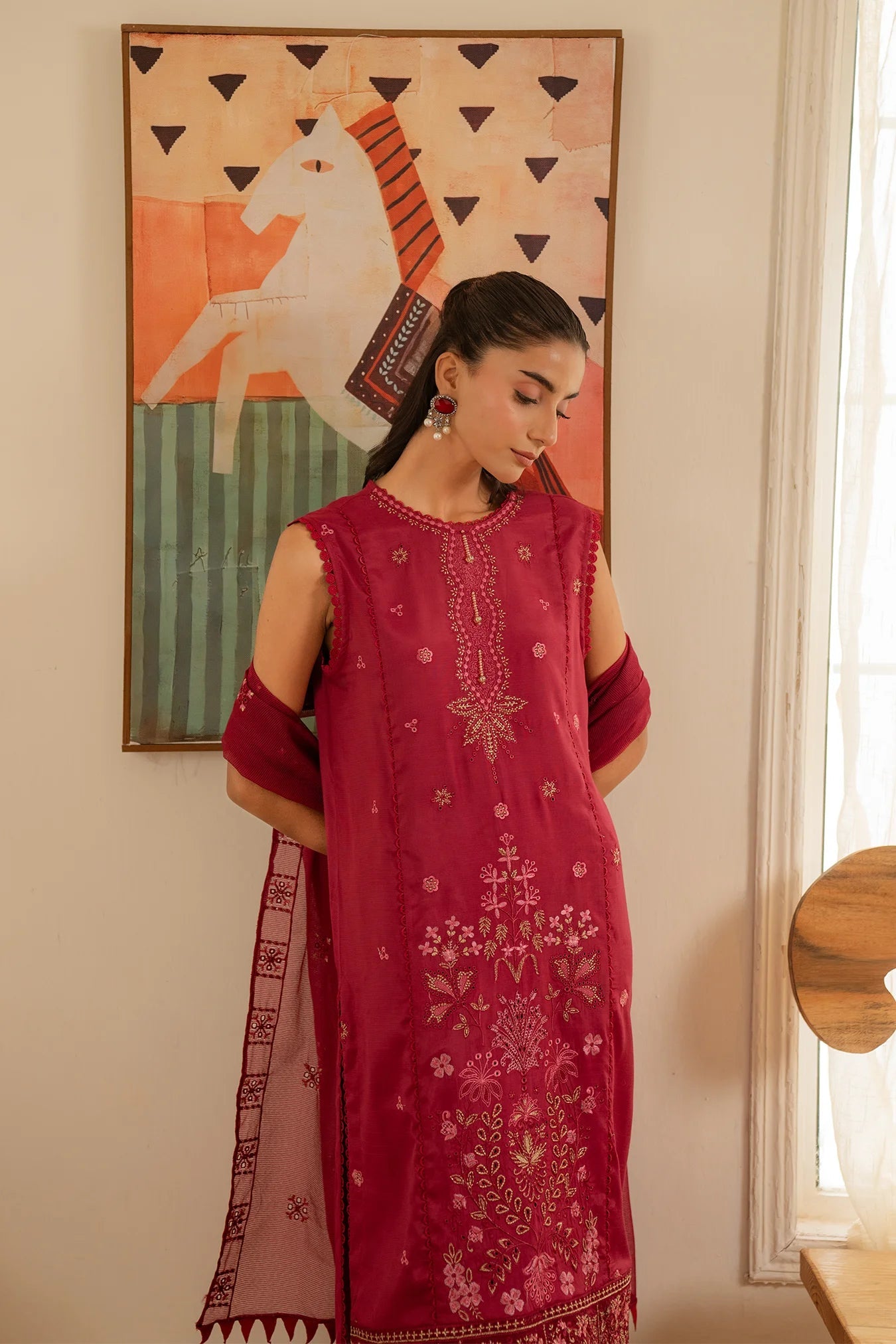 3 Piece Embroidered Raw Silk Suit Unstitched Summer - 25