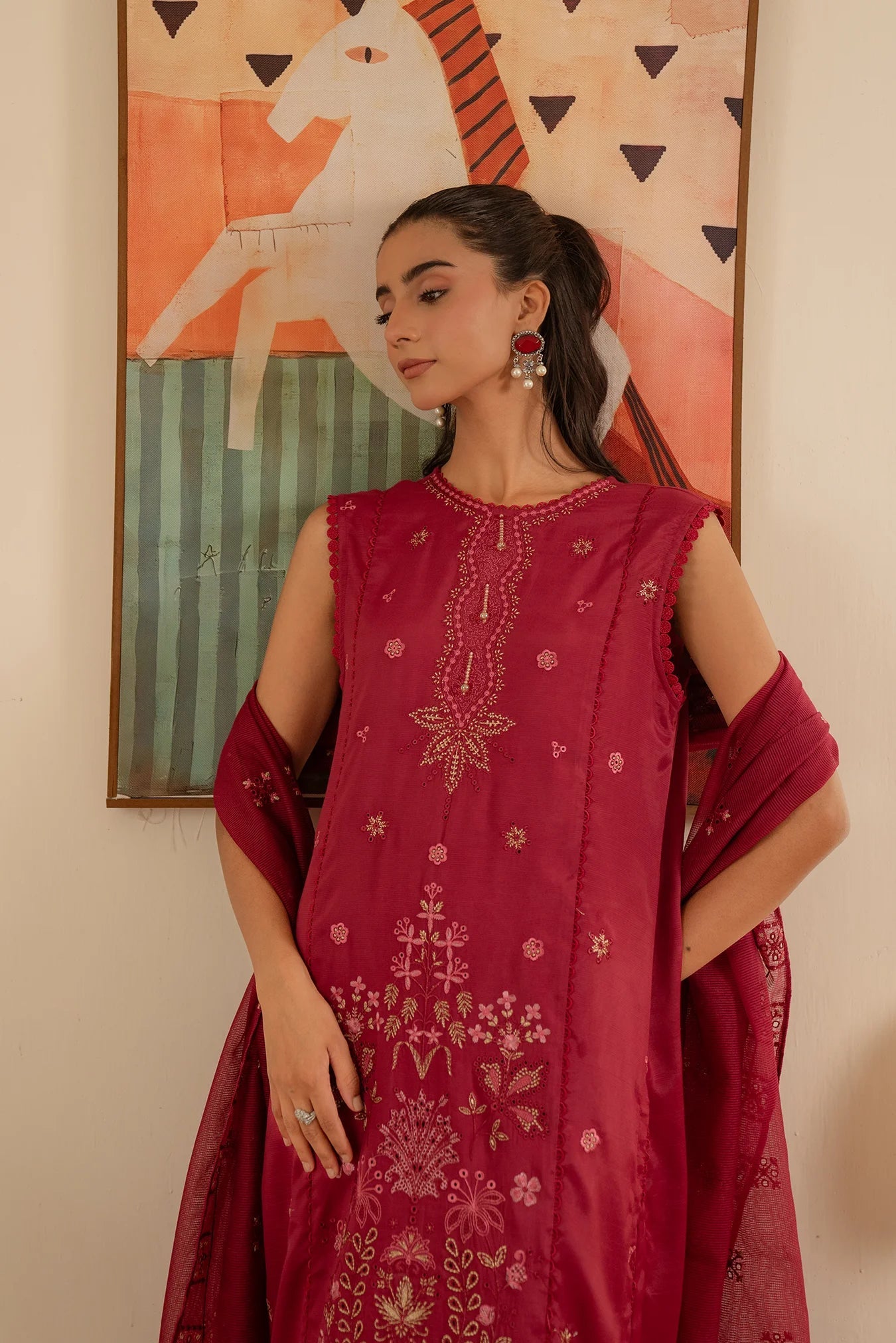 3 Piece Embroidered Raw Silk Suit Unstitched Summer - 25