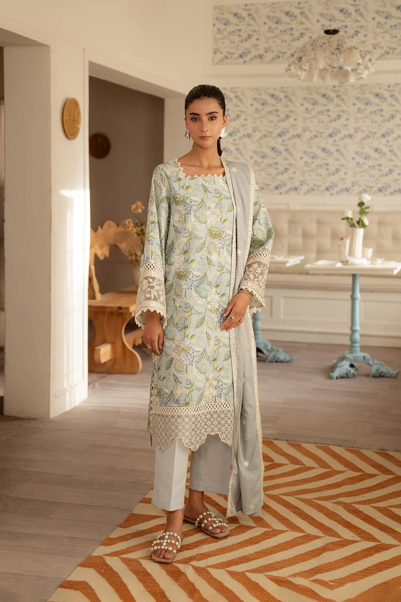 3 Piece Embroidered Lawn Suit Unstitched Summer - 25