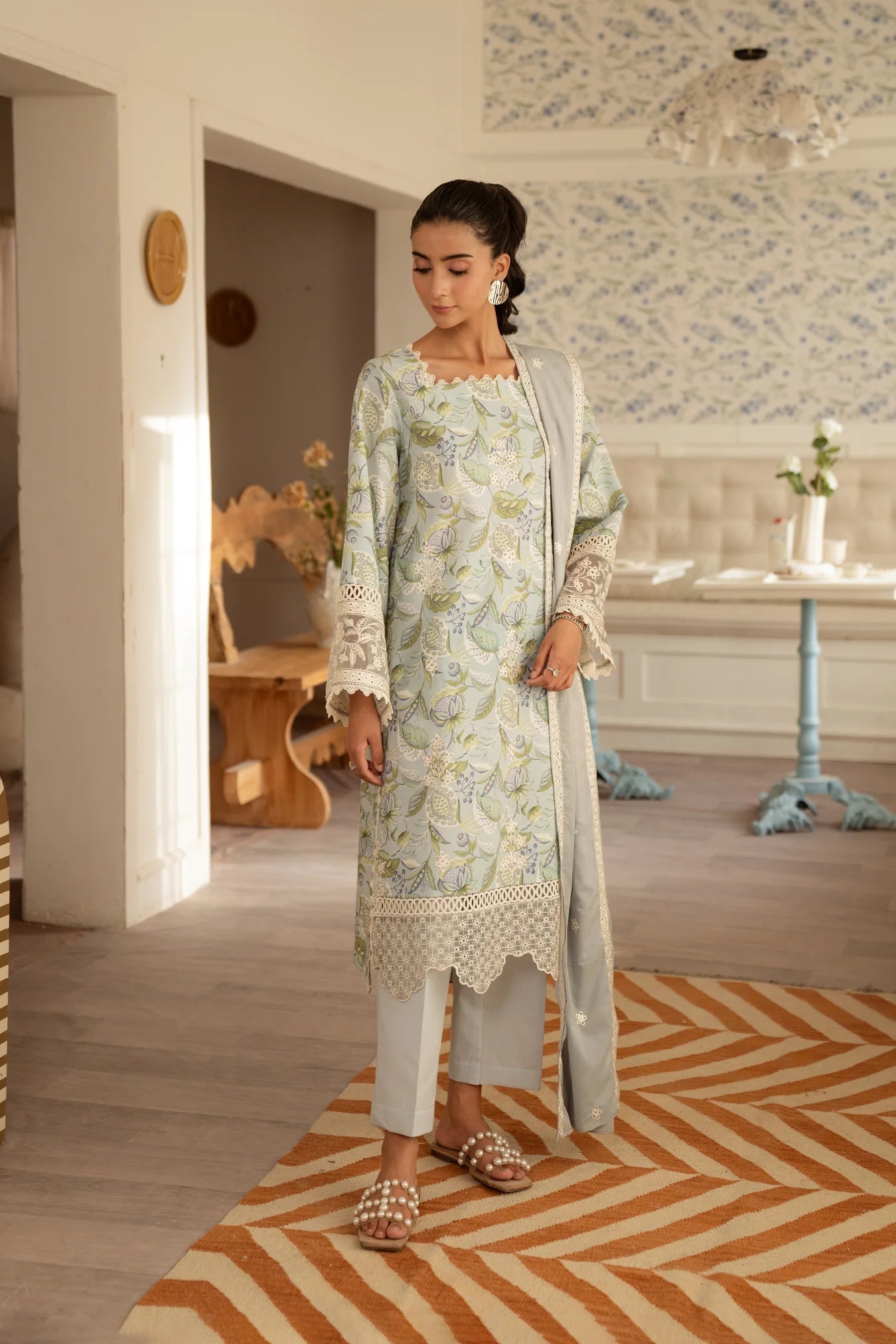 3 Piece Embroidered Lawn Suit Unstitched Summer - 25