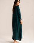 1 Piece Embroidered Raw Silk Kaftan