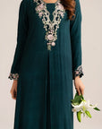 1 Piece Embroidered Raw Silk Kaftan