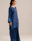 2 Piece Embroidered Raw Silk Suit
