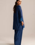 2 Piece Embroidered Raw Silk Suit