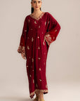 1 Piece Embroidered Raw Silk Kaftan Pret SS - 26