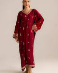 1 Piece Embroidered Raw Silk Kaftan